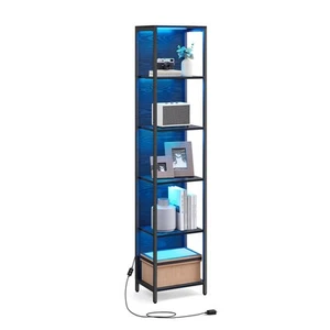 6-Tier LED Bookshelf, Display Shelf with Dimmable Lights, LED Bookcase with S... - Picture 1 of 7