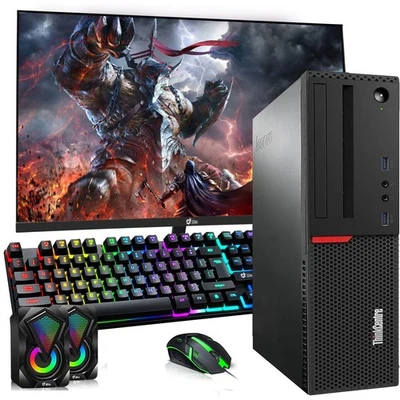 Lenovo SFF Desktop Gaming PC i5-6th 32GB RAM 2TB SSD HDD 24'' LED GTX Windows 11 - Image 1 of 4