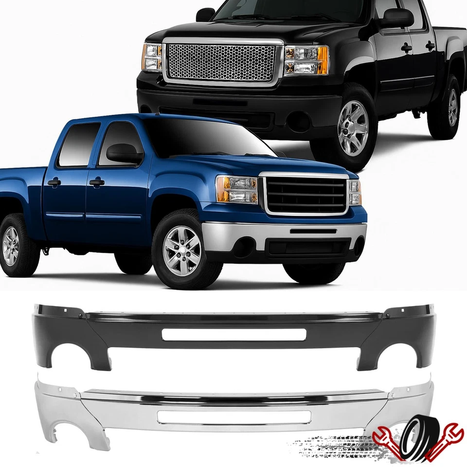 Front Bumper Face Bar Valance W/ Fog Holes For GMC Sierra 1500/2500HD 2007-2013 - Image 1 of 1