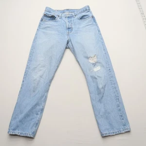 Levi's Premium Womens 501 Jeans Size 26 Light Wash Distressed Button Fly Denim - Picture 1 of 12