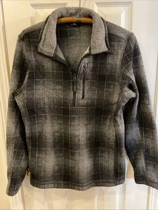 North Face Herren Grau Kariert Viertel Reißverschluss Fleece S Pullover 39" Brustumfang - Bild 1 von 6