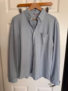 Western Rise Shirt Men's L Blue Button Down Merino Wool Blend Performance Casual - Picture 1 of 9