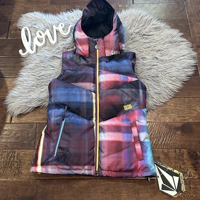 VOLCOM Cubus Down Vest 600 MM Thermonite Quilted Size Small Multicolor New - Image 1 of 4