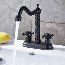 Eclife Bathroom Faucet 4" Centerset Bronze 3 Hole Pop up Drain Lavatory 2 Handle