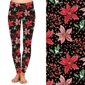 Weihnachten Weihnachtsstern Blume Urlaub Damen Leggings TC Übergröße 12-18 - Bild 1 von 2