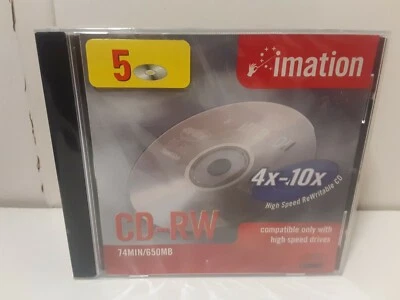 Imation CD-RW 74 Min / 650MB 4x-10x 5 Pack Brand New Factory Sealed - Image 1 of 4