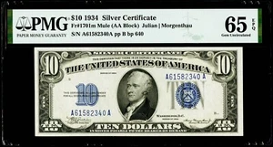$10 1934 Mule Silver Certificate Fr#1701m PMG 65 EPQ Gem Uncirculated - Picture 1 of 3