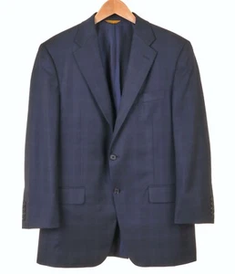 Giacca cappotto sportivo Hickey Freeman Traveler lana blu navy ombra a quadretti 39 R - Foto 1 di 7