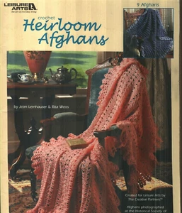 USED HEIRLOOM AFGHANS 9 LOVELY DESIGNS LEISURE ARTS CROCHET PATTERN BOOK - Picture 1 of 11