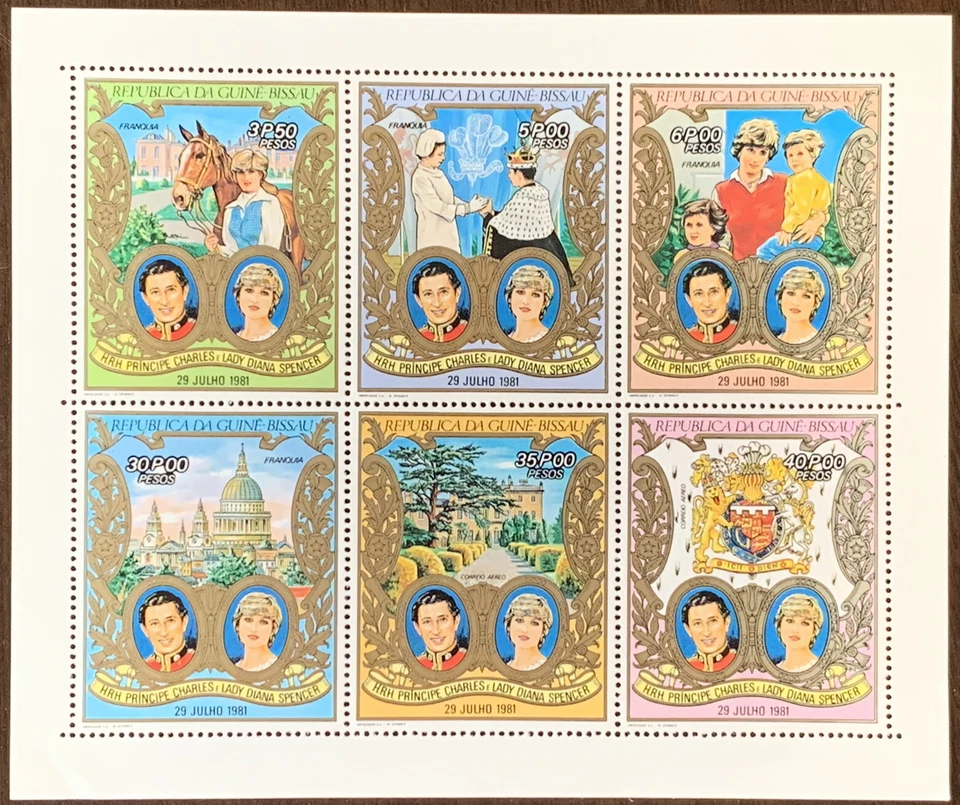 Mini hoja de sellos de Guinea Guinee Bissau 1981 princesa real diana Foto 1 de 2
