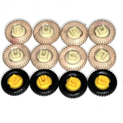 Lote de 12 ruedas de vehículo Fisher Price Construx vintage años 80 negras y transparentes Foto 1 de 3