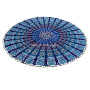 Bohemian Indian Mandala Round Cotton Tapestry Beach Throw Round Towel Yoga Mat - Picture 1 of 3