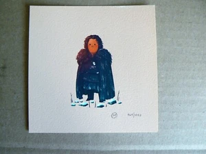 OLLY MOSS-HAND SIGNED & NUMBERED "JON SNOW "-GOT- 5"x5"-MONDO 2014 - Picture 1 of 1
