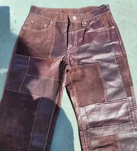 Jeans patchwork 100% pelle marca Lucky nuovi con etichette taglia 26 - Foto 1 di 7