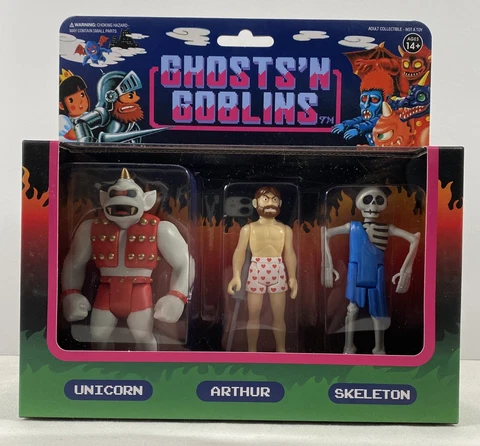 Capcom Ghosts 'N Goblins ReAction figure set: Unicorn, Arthur, Skeleton - Super7 Cover
