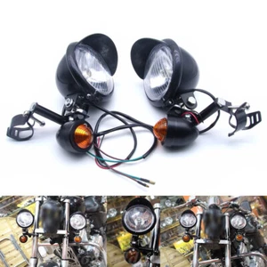 Paar Universal Motorrad Nebelscheinwerfer Blinker Birne mit Gabel Halterung - Picture 1 of 10
