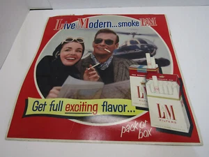 B VINTAGE LIVE MODERN SMOKE L&M FILTERS CIGARETTS CARDBOARD STORE DISPLAY SIGN - Picture 1 of 6