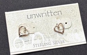 Aretes de plata de ley con corazón abierto sin escribir - Imagen 1 de 8