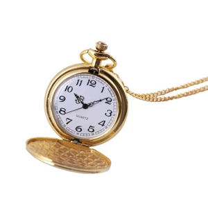Clásico Grande Dos Caras Dorado Moda Reloj de Bolsillo Estilo Corte Reloj de Bolsillo NUEVO - Imagen 1 de 5