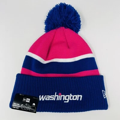 Зимняя шапка-бини тобогган New Era NBA Washington Wizards City синяя розовая OSFM - Изображение 1 из 4