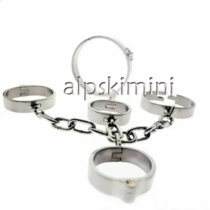 Manacle Constraint Stainless Steel Bandage Handcuffs/Ankle Cuffs Collar Metal - Picture 1 of 17