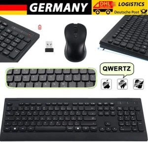 PC USB Bezprzewodowa klawiatura Mysz Zestaw Bezprzewodowa bezprzewodowa klawiatura QWERTZ Ciche przyciski - Zdjęcie 1 z 13