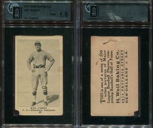 1917 E135 #25 Max Carey Pittsburgh Pirates HOF GAI 1.5 ***Weil Baking***
