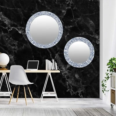  Espejo redondo con incrustación de hueso hecho a mano 26" o 34" Foto 1 de 4