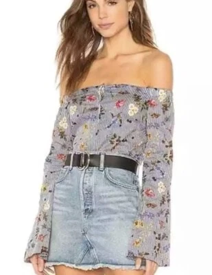 Bailey44 Mujer M/L Floral Manga Larga Top Botón Frontal Boho Cottagecore NUEVO $198 Foto 1 de 4