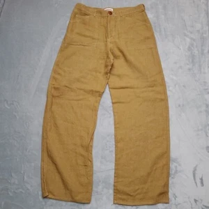 100% Linen Pants Women Large brown Wide Leg Minimalist Breathable Summer Comfort - Picture 1 of 10