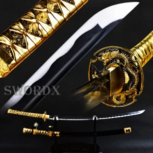 Gold Dragon Tachi Katana T10 Steel blade japanese katana Samurai sword sharp  - Picture 1 of 12