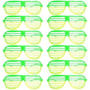 12x Green & Gold Lined Party Glasses – Australia Day Novelty Sunglasses - Picture 1 of 4