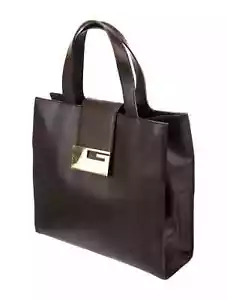 Authentc vintage 90s GUCCI gold logo G brown leather tote handbag purse Tom Ford - Picture 1 of 22