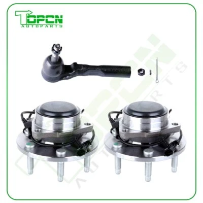 3x: 2 NEW Front Wheel Hub & Bearing Assembly + Outer Tie Rod Fits Chevy GMC 2WD Foto 1 de 4