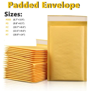 10/50/100 Kraft Luftpolster Versandtaschen Gepolsterter Umschlag Versandtaschen Selbstklebend Jede Größe - Bild 1 von 12