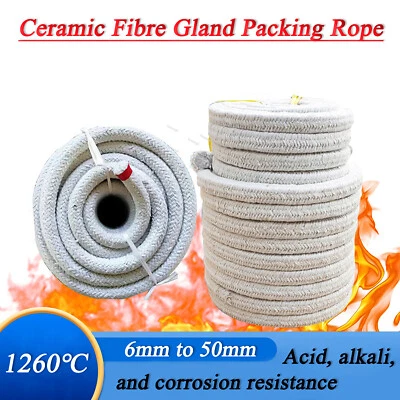 Ceramic Fibre Gland Packing Rope Square Width 6mm to 50mm for Valve Boiler Seal - Image 1 of 4