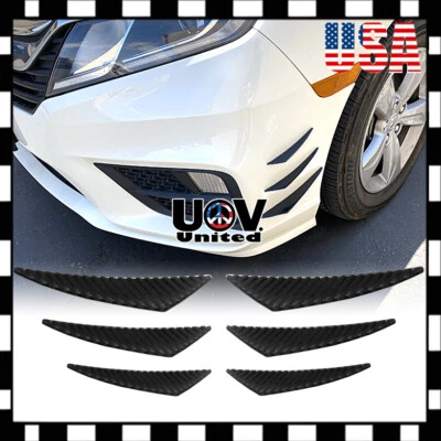 Kit de aletas difusor de parachoques divisor de parachoques de fibra de carbono universal de 6 piezas Foto 1 de 4