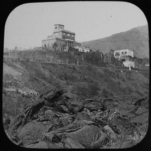 Photo MOUNT VESUVIUS OBSERVATORY ITALY C1890 ANTIQUE Magic Lantern Slide - Picture 1 of 5
