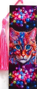 COSMIC FAIRY CATS/ANIMAL/FELINE/GLAXY/UNIQUE EXQUISITE LAMINATED BOOKMARK - Picture 1 of 1
