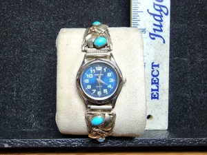 Native Made Watch Cuffs 14k Gold/Sterling Watch Works Runs Marked S.Ray - Picture 1 of 5