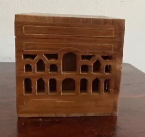 Lovely Carved Wooden Box With Brass Inlay - Picture 1 of 9