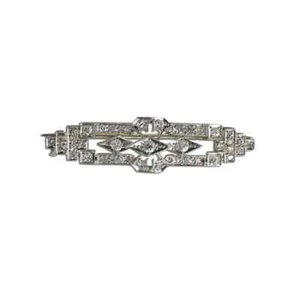 Brosche Platin & 18 Karat Weißgold Vintage Diamant - Bild 1 von 5
