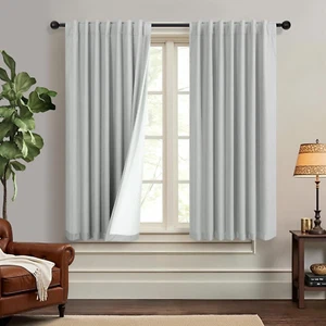 45 Inch Length Kitchen Blackout Curtains Set of 2 Back Tab Pleated Room Darkenin - Picture 1 of 9