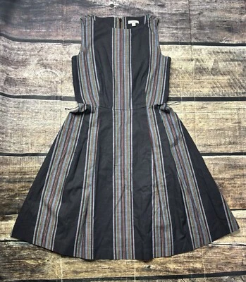 Vestido LL Bean Signature para mujer talla 4 rayas algodón línea A cremallera trasera sin mangas Foto 1 de 4