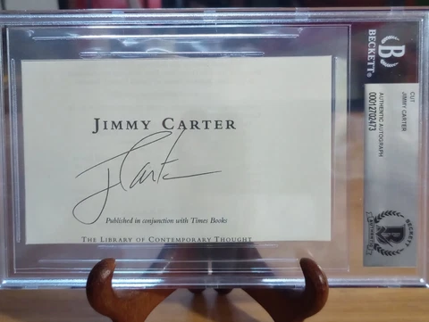 President Jimmy Carter Large Beckett Authenticated Autographed Partial Cut Page Cover