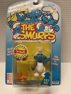 Práctica figura de acción de PVC Pitufo brazo acción Birdhouse nueva en tarjeta 1996 Irwin Toy Foto 1 de 2