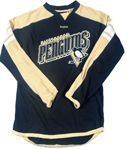 Youth Lg 14/16 Reebok Black Pittsburgh Penguins NHL Hockey Long Sleeve T-Shirt - Picture 1 of 8