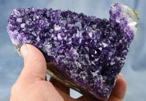 POLIERTER RAND Amethyst Geode Kathedrale Uruguay flach freistehend 136 mm 5,4" 206e - Bild 1 von 24