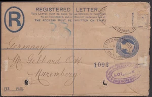GROSSBRITANNIEN - 1900 QV REGISTRIERTER UMSCHLAG NACH DEUTSCHLAND - Bild 1 von 4