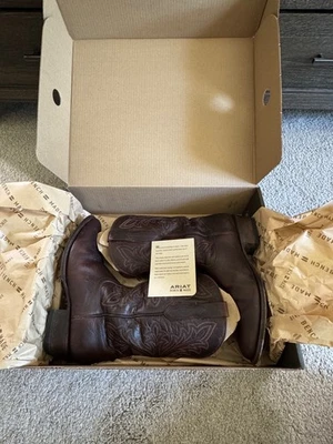 Ariat Banco Hecho James Western Bota Vaquera Bisonte Cuero Marrón 10.5 D Navidad Foto 1 de 4